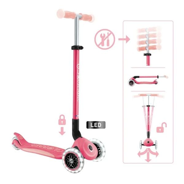 Produktbild: GLOBBER ELITE GLOW LIGHTS pastellrosa, mit Leuchtrollen und Glow-Effekt