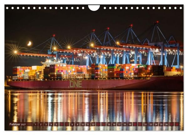 Produktbild: Magic Nights Containerschiffe (Wandkalender 2027 DIN A4 quer), CALVENDO Monatskalender