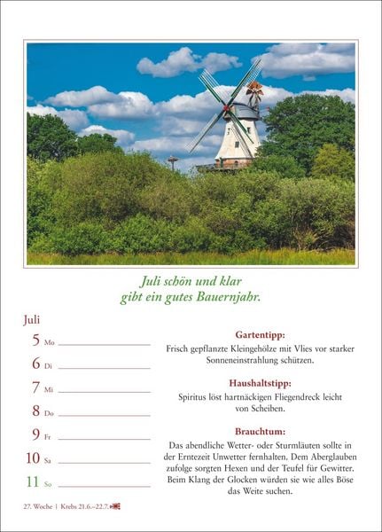 Produktbild: Bauernweisheiten Wochenkalender 2027 - Bauernregeln, Brauchtum, Gartentipps, Haushaltstipps