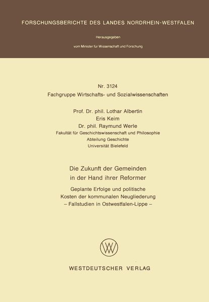 Produktbild: Die Zukunft der Gemeinden in der Hand ihrer Reformer