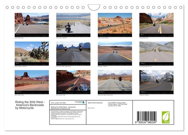 Produktbild: Riding the Wild West - America's Backroads by Motorcycle (Wall Calendar 2026 DIN A4 landscape), CALVENDO 12 Month Wall Calendar