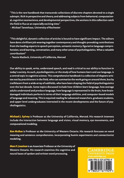 Produktbild: The Cambridge Handbook of Psycholinguistics
