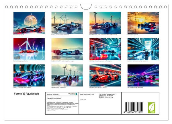 Produktbild: Formel E futuristisch (Wandkalender 2026 DIN A4 quer), CALVENDO Monatskalender