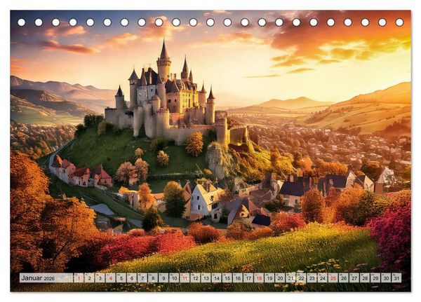 Produktbild: Romantische Ritterburgen (Tischkalender 2026 DIN A5 quer), CALVENDO Monatskalender