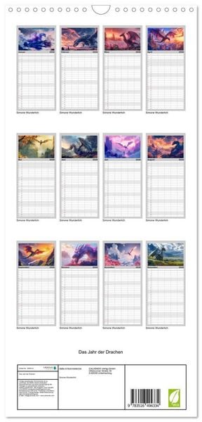 Produktbild: Familienplaner 2026 - Das Jahr der Drachen mit 5 Spalten (Wandkalender, 21 x 45 cm) CALVENDO