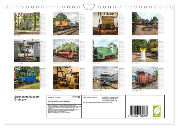 Produktbild: Eisenbahn Museum Gramzow (Wandkalender 2026 DIN A4 quer), CALVENDO Monatskalender