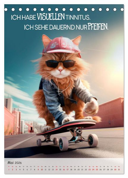 Produktbild: COOLE KATZEN Spr&uuml;cheklopfer (Tischkalender 2026 DIN A5 hoch), CALVENDO Monatskalender