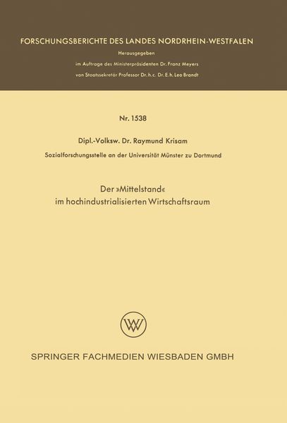 Produktbild: Der &raquo;Mittelstand&laquo; im hochindustrialisierten Wirtschaftsraum