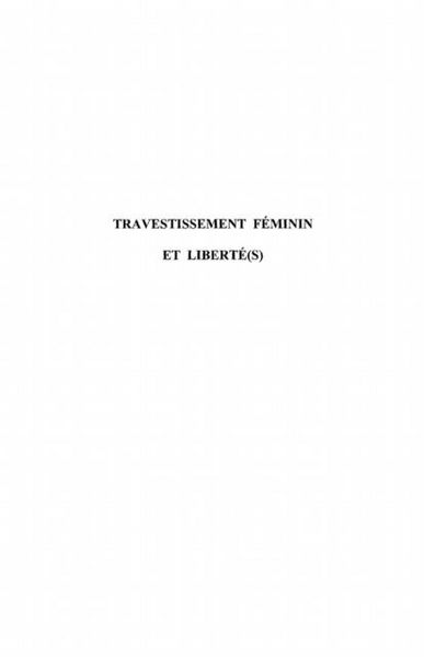 Produktbild: Travestissement feminin et libertes