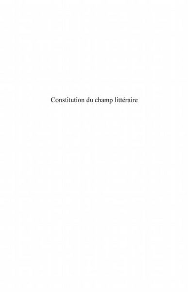 Produktbild: Constitution du champ litteraire