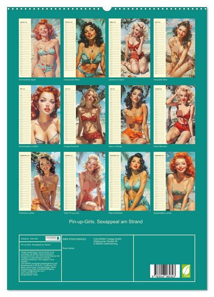 Produktbild: Pin-up-Girls. Sexappeal am Strand (hochwertiger Premium Wandkalender 2026 DIN A2 hoch), Kunstdruck in Hochglanz