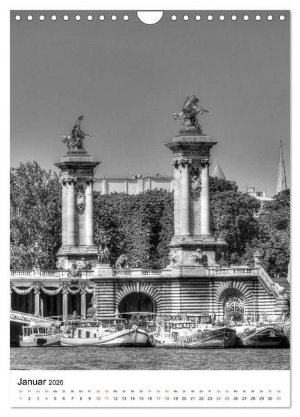 Produktbild: Paris schwarz wei&szlig; 2026 (Wandkalender 2026 DIN A4 hoch), CALVENDO Monatskalender
