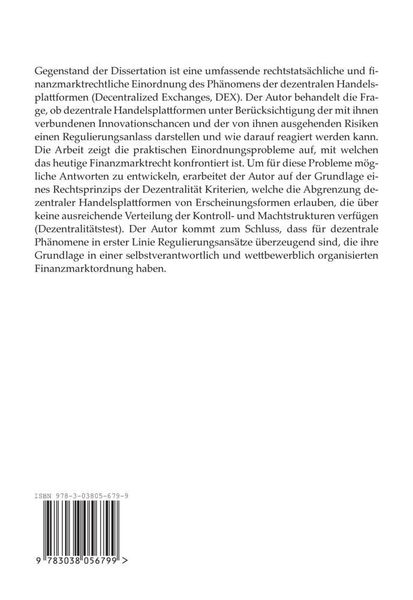 Produktbild: Dezentrale Handelsplattformen im Schweizer Finanzmarktrecht