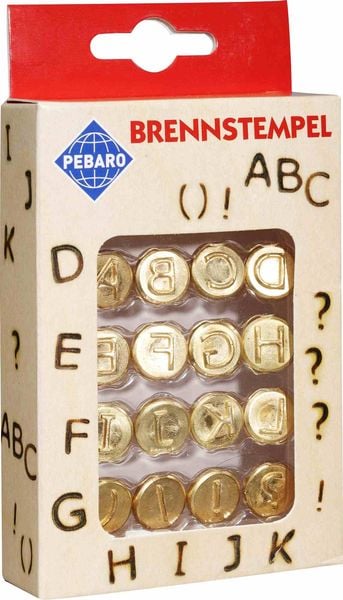 Produktbild: PEBARO 20400 - Brennstempel Buchstaben A-L und Zeichen, 16-teilig, passen zum Pebaro-Brandmalkolben, Brandmalerei