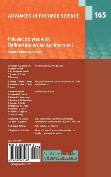 Produktbild: Polyelectrolytes with Defined Molecular Architecture I