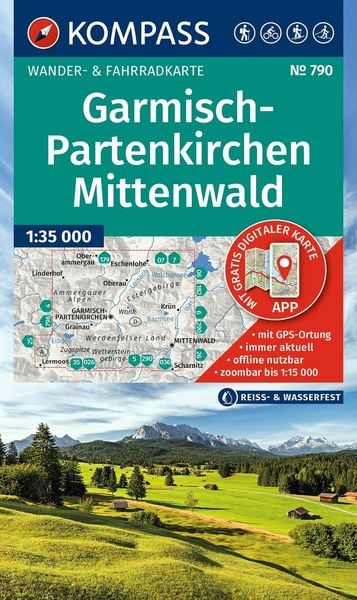 Produktbild: KOMPASS Wanderkarte 790 Garmisch-Partenkirchen, Mittenwald 1:35.000