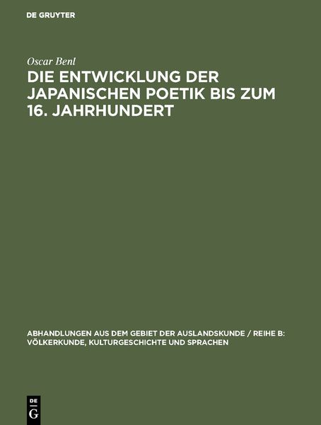 Produktbild: Die Entwicklung der japanischen Poetik bis zum 16. Jahrhundert
