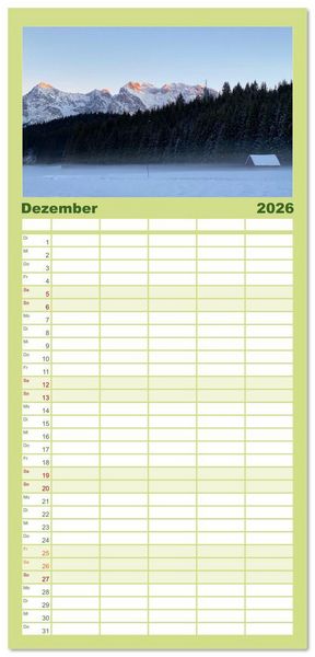 Produktbild: Familienplaner 2026 - Alpenauszeit - Bergpause f&uuml;rs Herz mit 5 Spalten (Wandkalender, 21 x 45 cm) CALVENDO