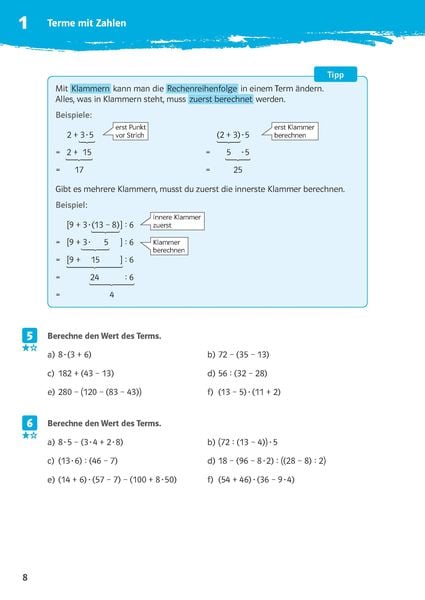 10-Minuten-Training Mathematik Rechnen mit Termen 7./8. Klasse. Kleine Lernportionen für jeden Tag