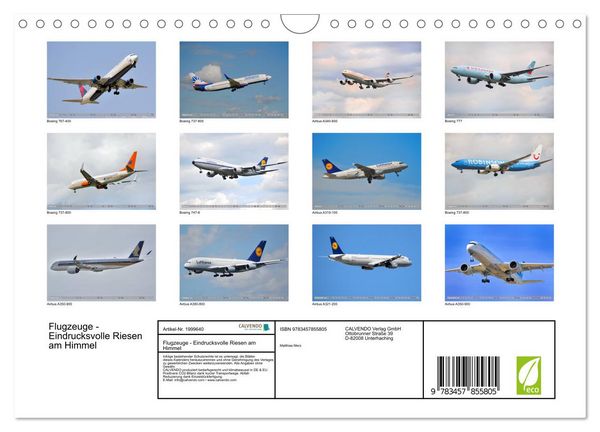 Produktbild: Flugzeuge - Eindrucksvolle Riesen am Himmel (Wandkalender 2026 DIN A4 quer), CALVENDO Monatskalender