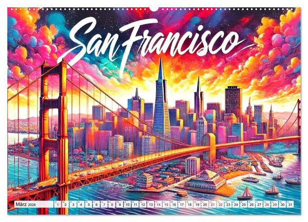 Produktbild: Stadtansichten der USA in Tusche (hochwertiger Premium Wandkalender 2026 DIN A2 quer), Kunstdruck in Hochglanz