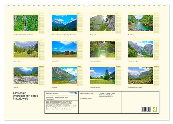 Produktbild: Slowenien - Impressionen eines Naturjuwels (Wandkalender 2026 DIN A2 quer), CALVENDO Monatskalender