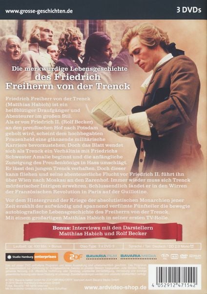Produktbild: Die merkw&uuml;rdige Lebensgeschichte des Friedrich Freiherrn von der Trenck - Grosse Geschichten [3 DVDs]