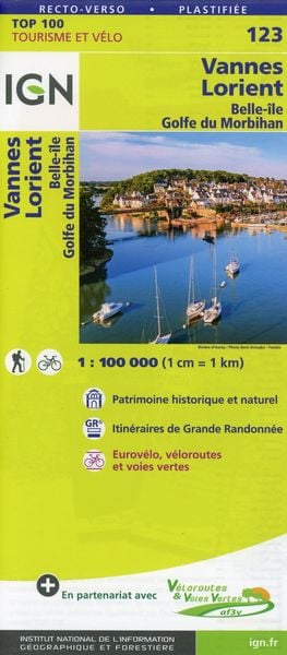 Vannes Lorient 1:100 000, Karte von Collectif Ign, IGN Frankreich, 978-2-7585-4369-5