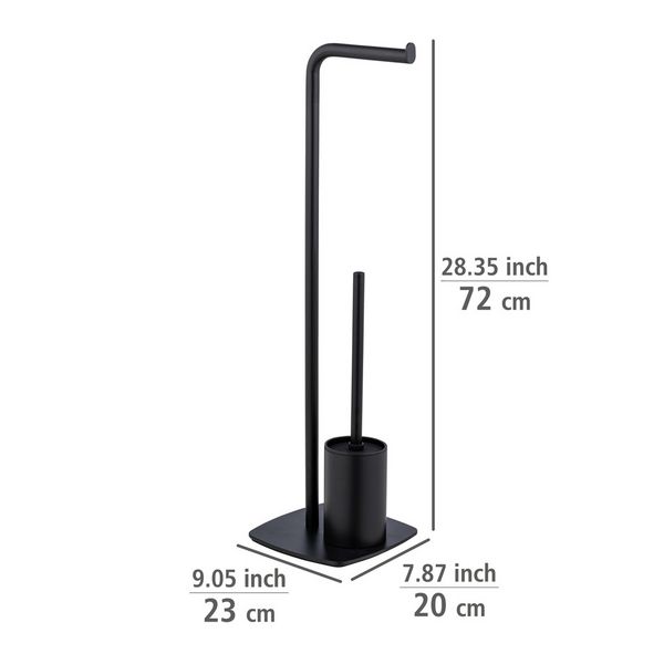 Produktbild: Stand WC-Garnitur Mod. Iria Schwarz, mit WC-Papierrollenhalter und WC-B&uuml;rste