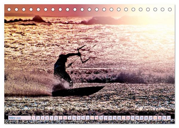 Produktbild: Kitesurfen - &uuml;ber den Wellen (Tischkalender 2026 DIN A5 quer), CALVENDO Monatskalender