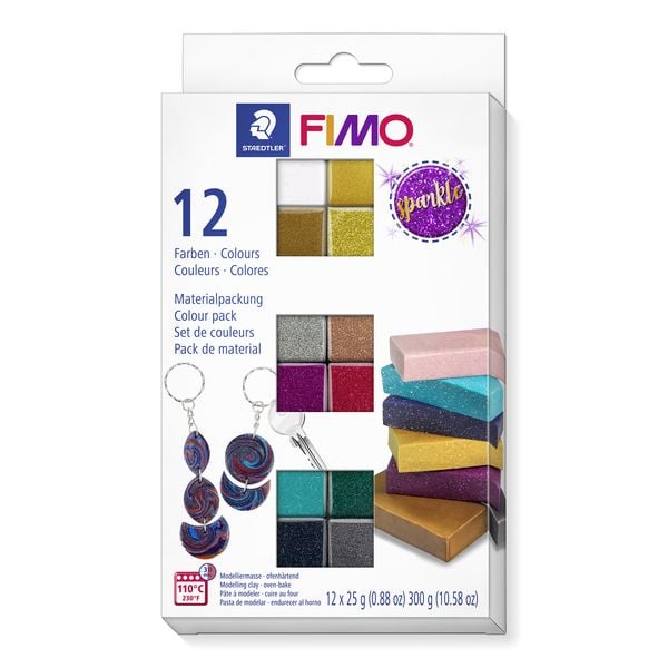 Produktbild: STAEDTLER FIMO ofenh&auml;rtende Modelliermasse FIMO effect 8013 Sparkle Colours, 12 x 25g Halbbl&ouml;cken
