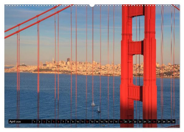Produktbild: Golden Gate Bridge (hochwertiger Premium Wandkalender 2026 DIN A2 quer), Kunstdruck in Hochglanz