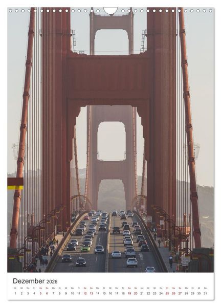 Produktbild: San Francisco - Cable Cars, Golden Gate Bridge und Lombard Street (Wandkalender 2026 DIN A3 hoch), CALVENDO Monatskalender