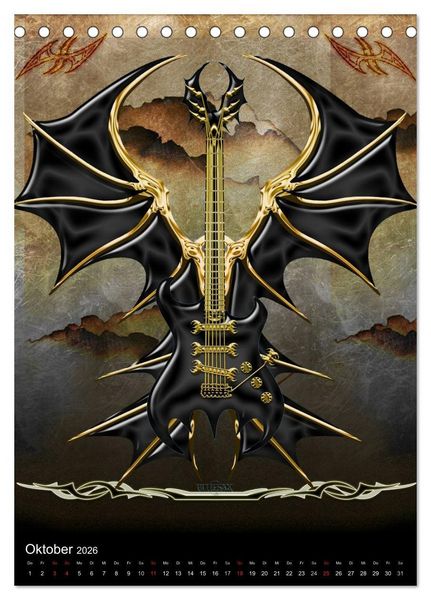 Produktbild: Heroische Gitarren (Tischkalender 2026 DIN A5 hoch), CALVENDO Monatskalender