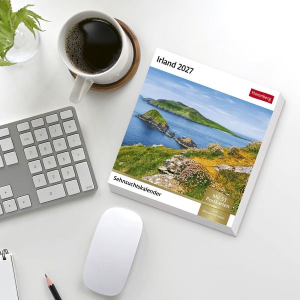 Produktbild: Irland Sehnsuchtskalender 2027 - Wochenkalender mit 53 Postkarten