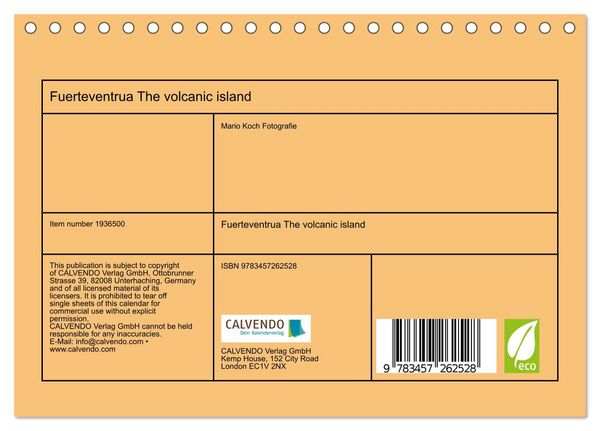 Produktbild: Fuerteventrua The volcanic island (Desk Calendar 2026 DIN A5 landscape), CALVENDO 12 Month DeskCalendar