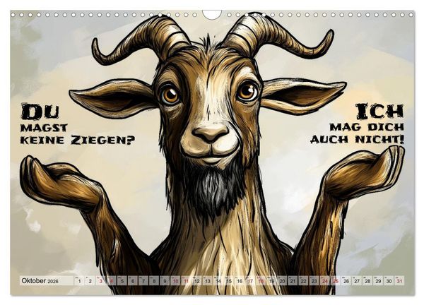 Produktbild: Ziegen, s&uuml;&szlig; aber psycho (Wandkalender 2026 DIN A3 quer), CALVENDO Monatskalender
