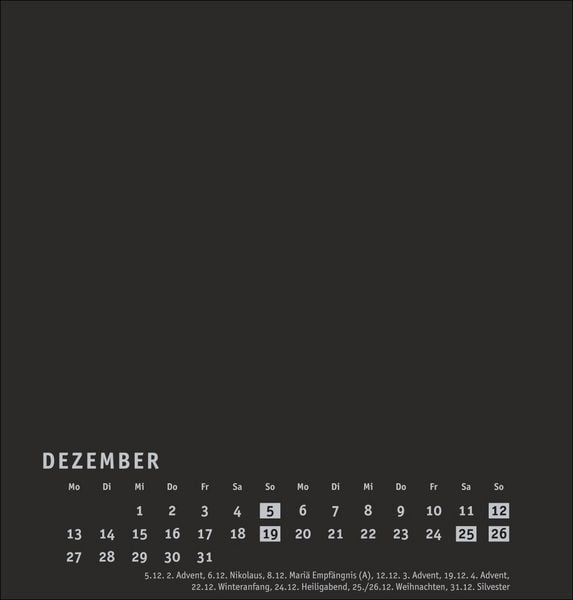 Produktbild: Premium-Bastelkalender schwarz mittel 2027