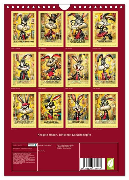 Produktbild: Kneipen-Hasen. Trinkende Spr&uuml;cheklopfer (Wandkalender 2026 DIN A4 hoch), CALVENDO Monatskalender