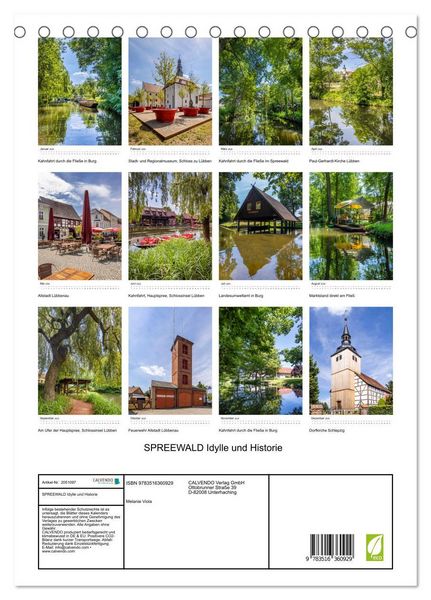 Produktbild: SPREEWALD Idylle und Historie (Tischkalender 2026 DIN A5 hoch), CALVENDO Monatskalender