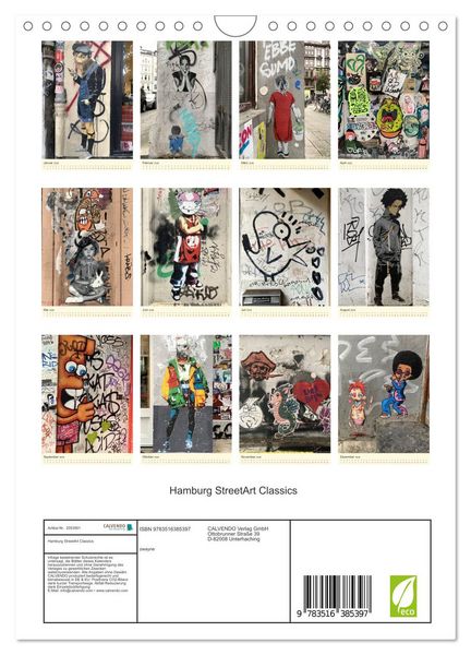 Produktbild: Hamburg StreetArt Classics (Wandkalender 2026 DIN A4 hoch), CALVENDO Monatskalender