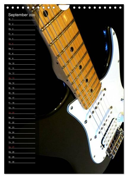 Produktbild: ROCKGITARREN in Szene gesetzt / Geburtstagskalender (Wandkalender 2026 DIN A4 hoch), CALVENDO Monatskalender