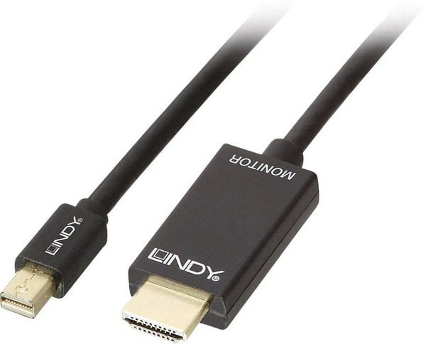 LINDY Mini-DisplayPort / HDMI Adapterkabel Mini DisplayPort Stecker, HDMI-A Stecker 2.00 m Schwarz 36927 DisplayPort-Kabel