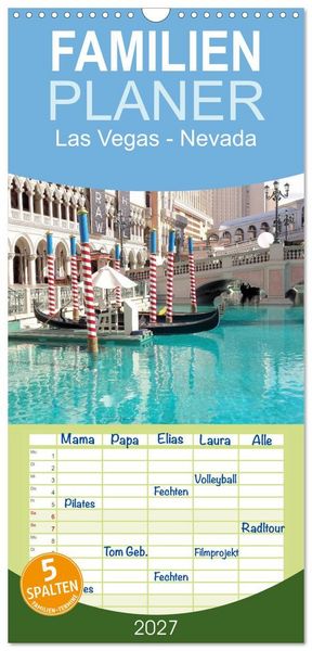Produktbild: Familienplaner 2027 - Las Vegas - Nevada mit 5 Spalten (Wandkalender, 21 x 45 cm) CALVENDO