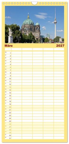 Produktbild: Familienplaner 2027 - Berlin - Metropole an der Spree mit 5 Spalten (Wandkalender, 21 x 45 cm) CALVENDO