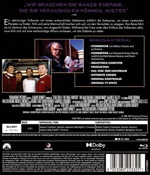 Produktbild: STAR TREK V - Am Rande des Universums - Remastered