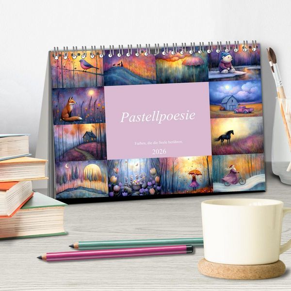 Produktbild: Pastellpoesie &ndash; Farben, die die Seele ber&uuml;hren (Tischkalender 2026 DIN A5 quer), CALVENDO Monatskalender
