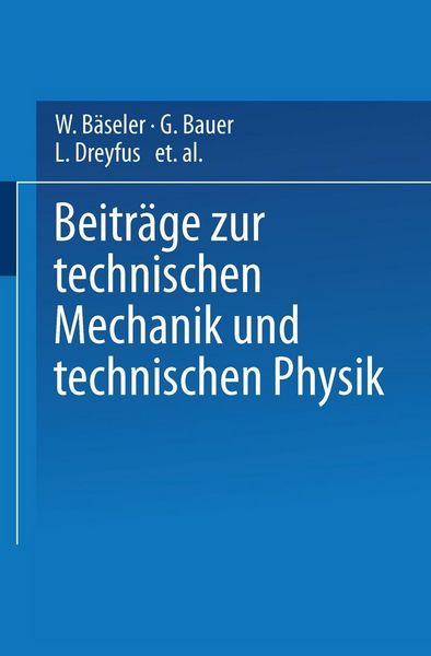 Produktbild: Beitr&auml;ge zur Technischen Mechanik und Technischen Physik