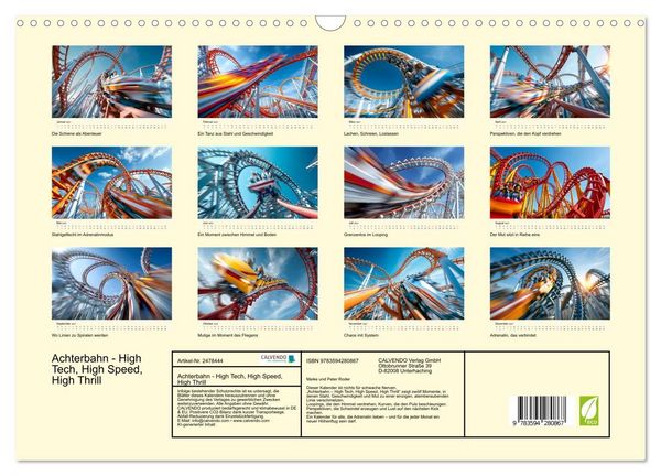 Produktbild: Achterbahn - High Tech, High Speed, High Thrill (Wandkalender 2027 DIN A3 quer), CALVENDO Monatskalender