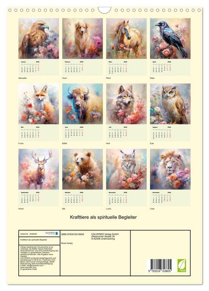 Produktbild: Krafttiere als spirituelle Begleiter (Wandkalender 2026 DIN A3 hoch), CALVENDO Monatskalender